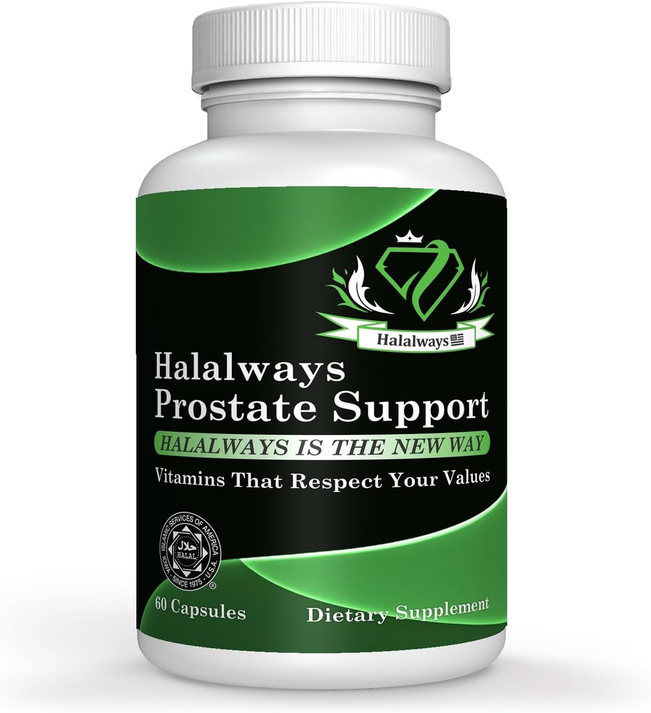 Halalways Prostate Support Certified Halal Supplement (Saw Palmetto, Plant Sterol Complex, Selen, Pygeum africanum Bark Powder)