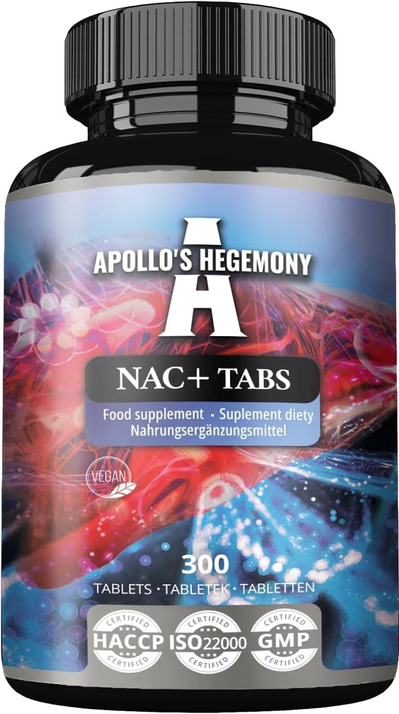 APOLLO 'S HEGEMONY NAC + 150 mg - N- Acetyl L- Cysteine og Artichoke Extract, 300 Vegan Tablets, 1200 Servere, Amino Acid Kosttilskud, Understøtter Detox og Lever sundhed