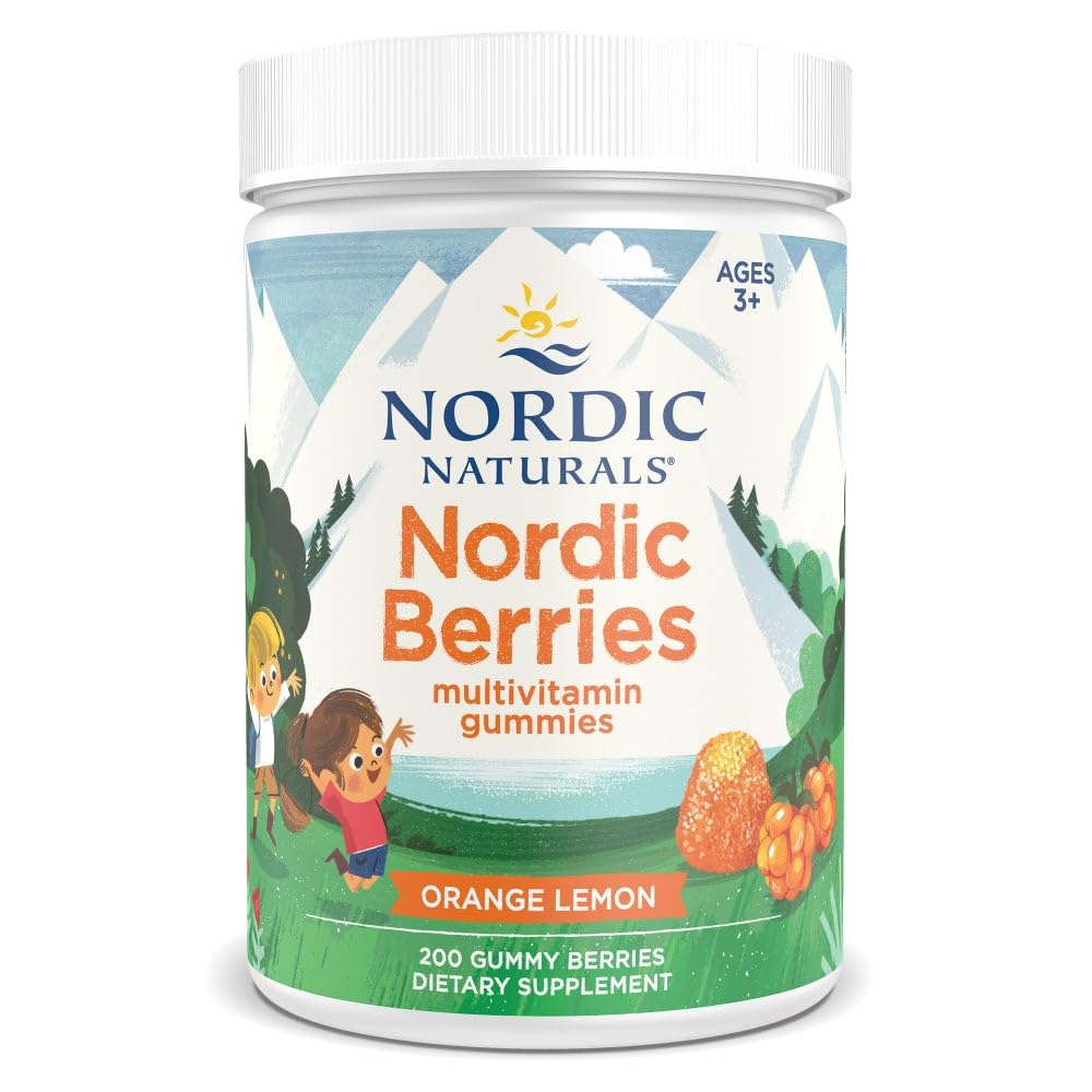 Nordic Naturals Nordic Berries, Citrus - 200 Gummy Berries - Great- Tasting Multivitamin til alderen 2 + - Vækst, Udvikling, Optimal Wellness - Non- GMO, Vegetar - 50 Servering