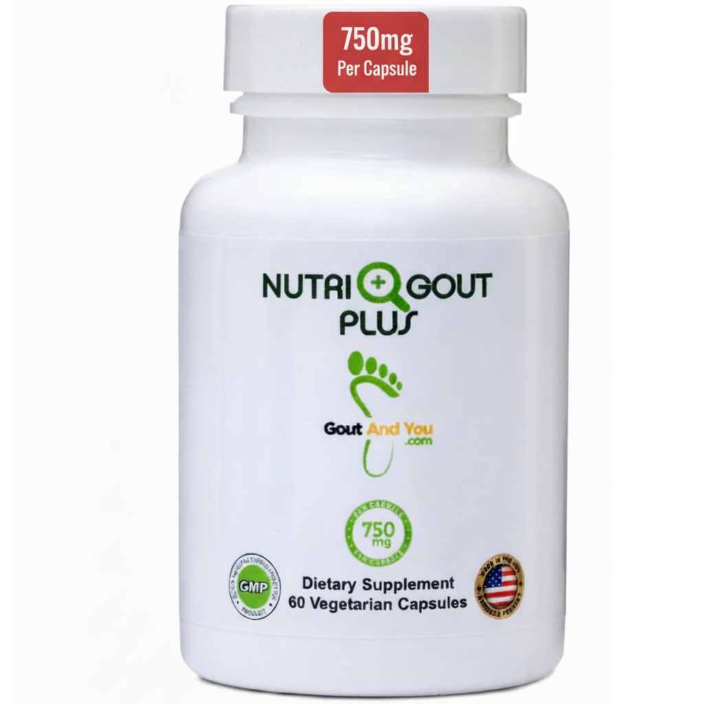 Gout and You NutriGout Plus - Uric Acid Support Premium Formula - 60 Vegetarian Capsules - 750 mg per Capsule