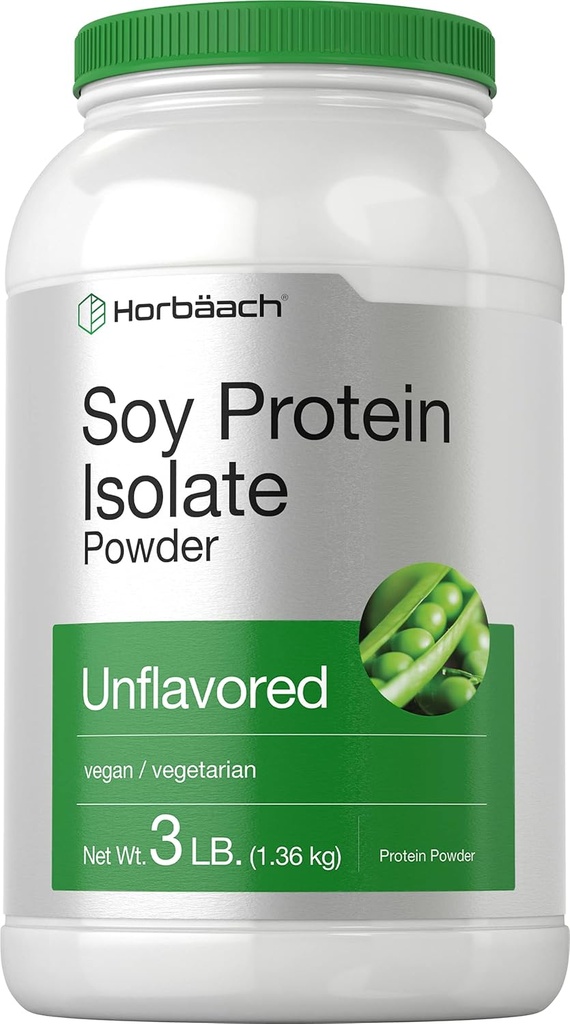 Horbaach Soy Protein Isolate Powder against 124; 3 LB Measures 124; Unflavored Measures 124; for kvinder og mænd Measures 124; Vegetar, Vegan, Non- GMO, og Gluten Free