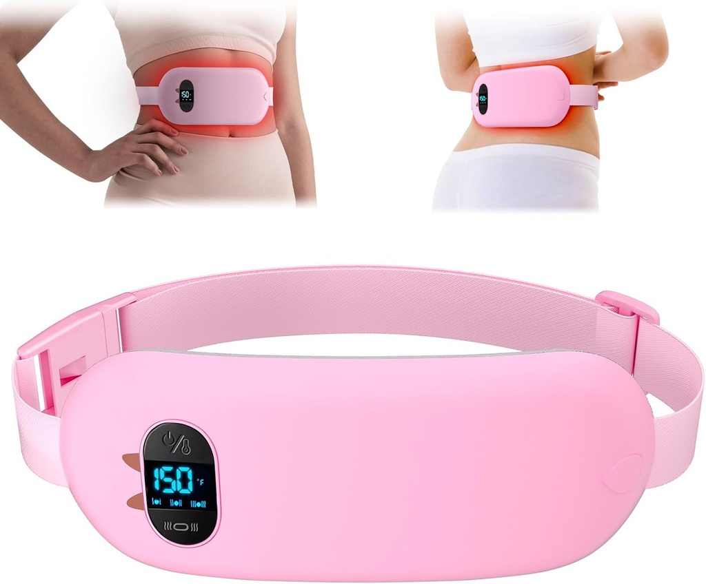 FSA HSA Støtteberettiget transportabel varmelegeme for kramper, Opgrader Cordless elektrisk periode Fast varmelegeme for rygsmerter Relief menstruationsbælte 6 Heat 6 Massage Modes Gaver til kvinder Piger Hendes kæreste Pink