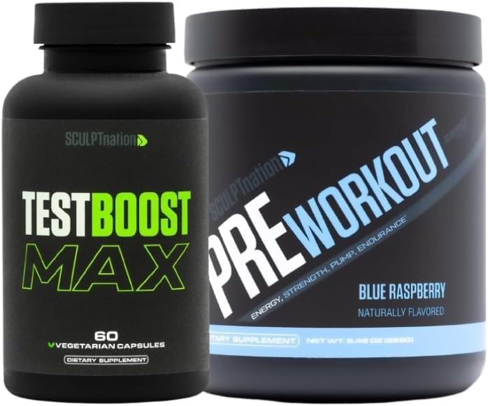 Schedpt Nation af V Shred Test Boost Max og Pre Workout Blå Raspberry Powder Bundle