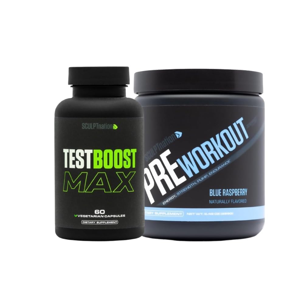 Schedpt Nation af V Shred Test Boost Max og Pre Workout Blå Raspberry Powder Bundle