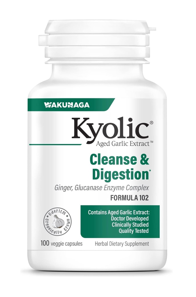 Kyolsk aged hvidløg Extract Formel 102, rense & fordøjelse, ingefær og enzymer Complex, 100 kapsler