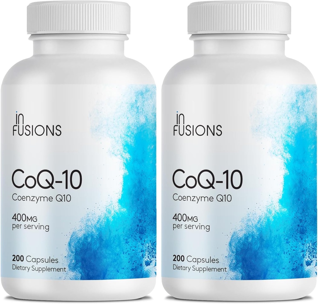 Infusioner Pure Extra Strength CoQ10 400mg 400 Capsules High Absorption Gluten Free Non- GMO 2 Pack