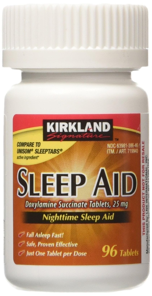 Kirkland Signature Sleep Aid Doxylamin Succinate 25 Mg, 96-greve (1 flaske) Nighttime Sleep Aid