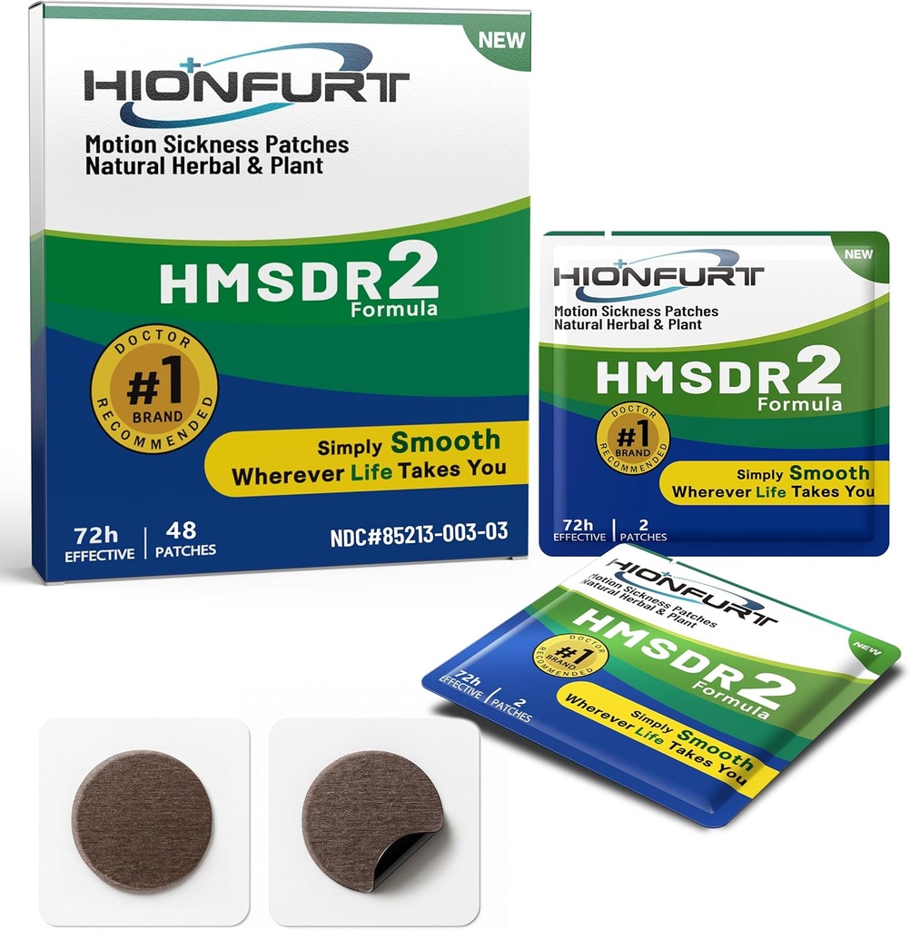 HMSDR2 48ct Bevægelse Sygeplastre - Sea Syge Patches for Cruise, bil, fly - ikke-Drowsy, 72H Lasting