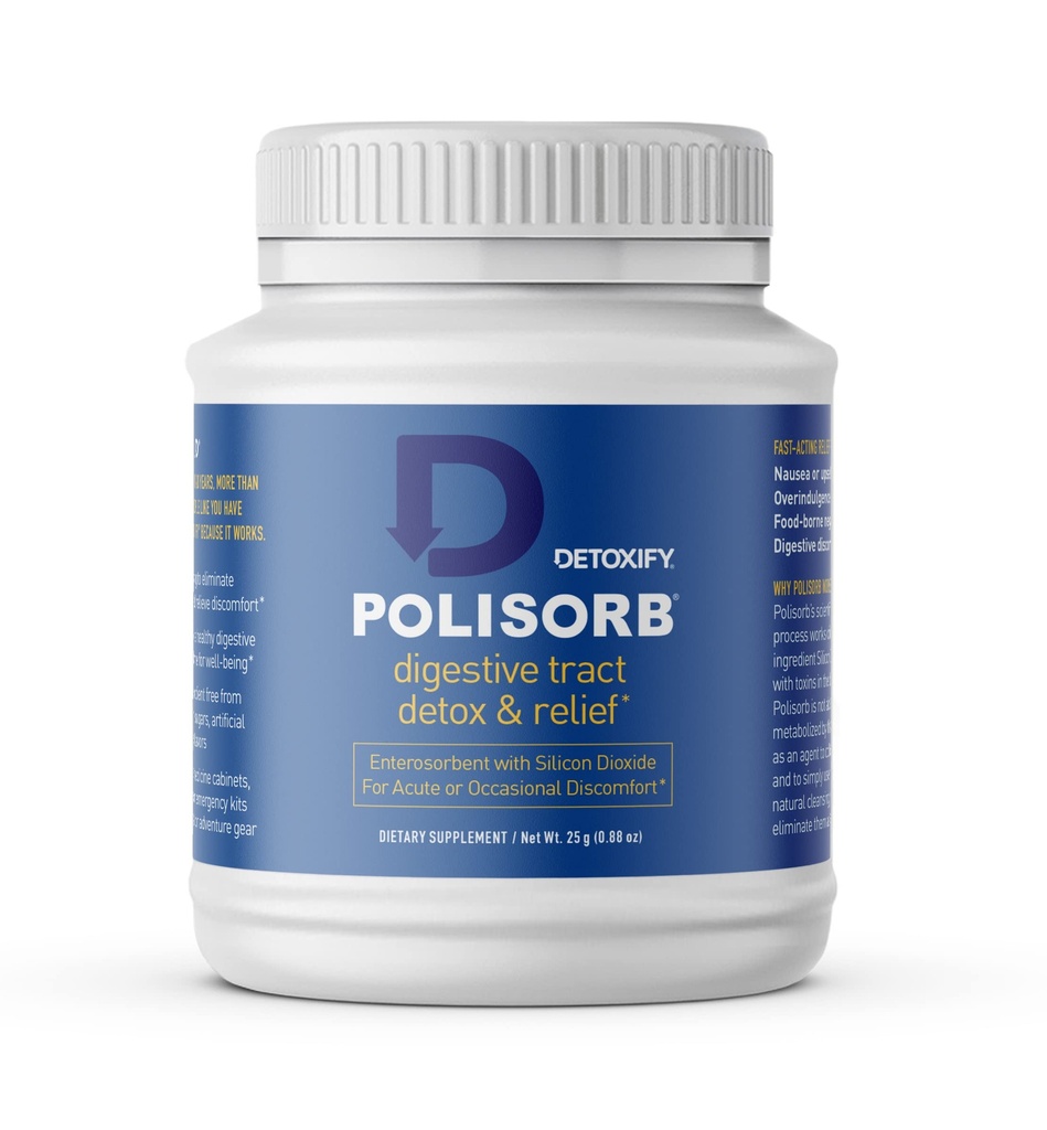Afgift Polisorb fordøjelsesmiddel rengøring - Silicon Dioxide Detox Drikke til Gut Health, Mave Comfort & Cleansing, Blandinger med vand, Juice, Tea - Familie-Friendly, 2 Tbsp Servering til voksne