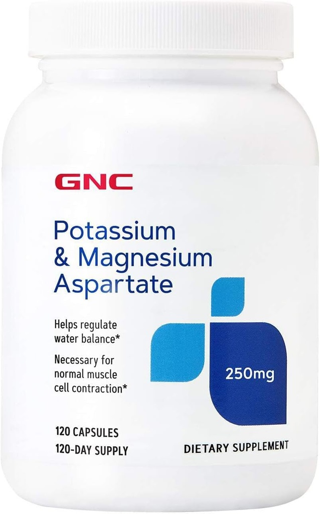 GNC Kalium og Magnesium Aspartat 250 mg tillæg, hjælper Regulere Vandbalance, 120 Servere
