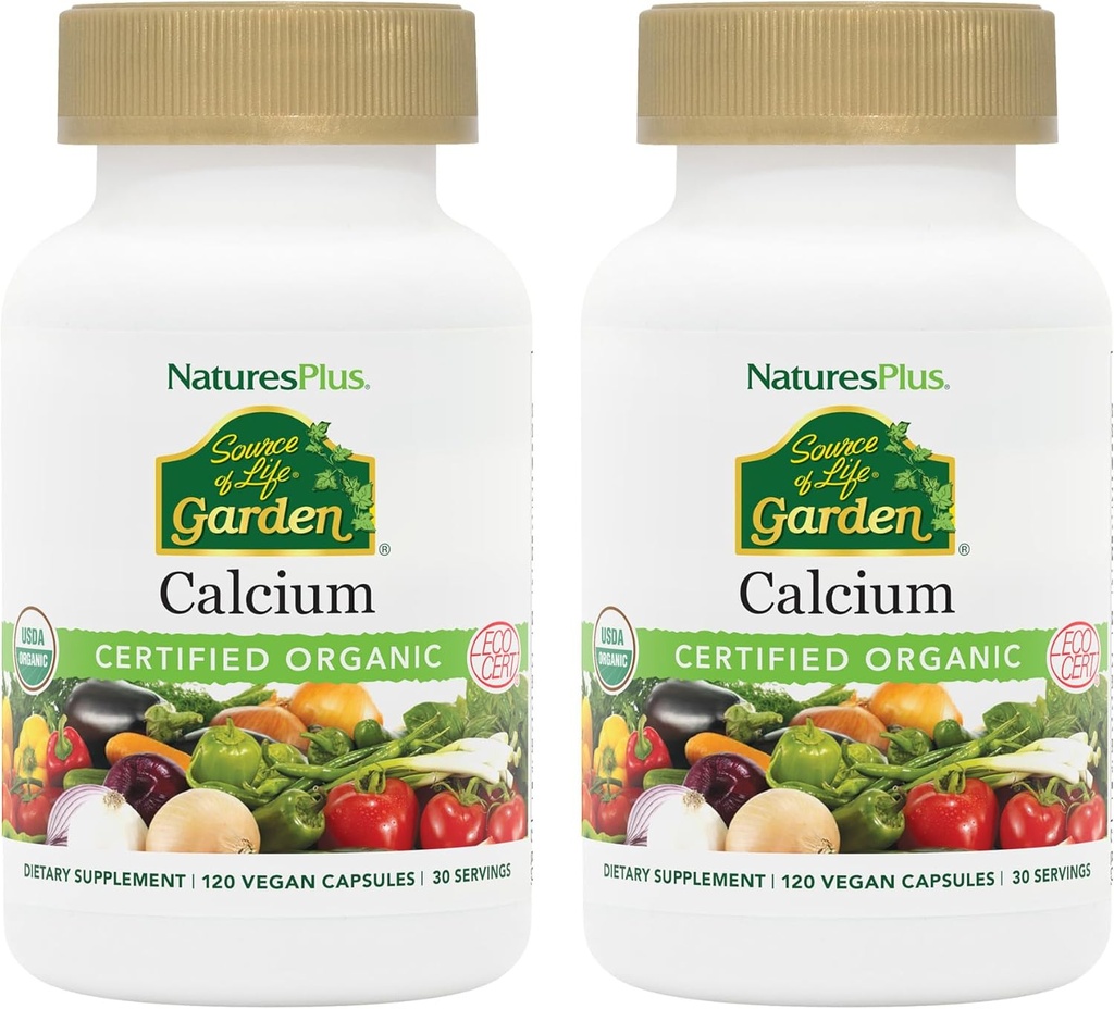 NaturePlus Kilde til Life Garden Calcium - 120 Veganske kapsler, Pakke af 2 - Vegetarisk, Gluten fri, Certificeret Organic - 60 Total Servering