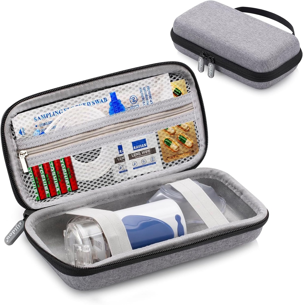 Bærbare Nebulizer sag for rejser, Inhalere sager for børn & voksne håndholdte Astma Machine, Medicinske forsyninger Organizer, Elektronisk Organizer sager for Cord, Oplader (Grå)