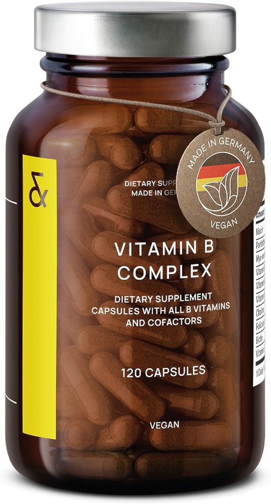 CLAV vitamin B Complex - 120 kapsler - Alle 8 B vitaminer med co-faktorer Myo-Inositol & cholin - Understøtter energi Metabolisme - Vegan - Made in Germany