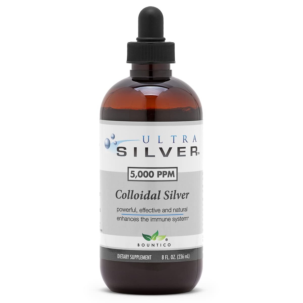 Ultra Sølv ® Kolloid Sølv • 124; 5.000 PPM, 8 Oz (236mL) • 124; Skibe som (2) 4 Ounce glas flasker • 124; Mineral supplement • 124; True Kolloid Sølv - med Dropper