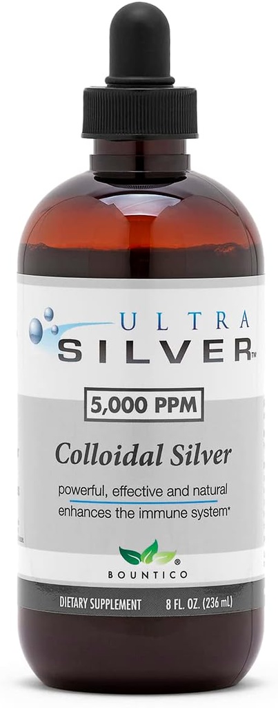 Ultra Sølv ® Kolloid Sølv • 124; 5.000 PPM, 8 Oz (236mL) • 124; Skibe som (2) 4 Ounce glas flasker • 124; Mineral supplement • 124; True Kolloid Sølv - med Dropper