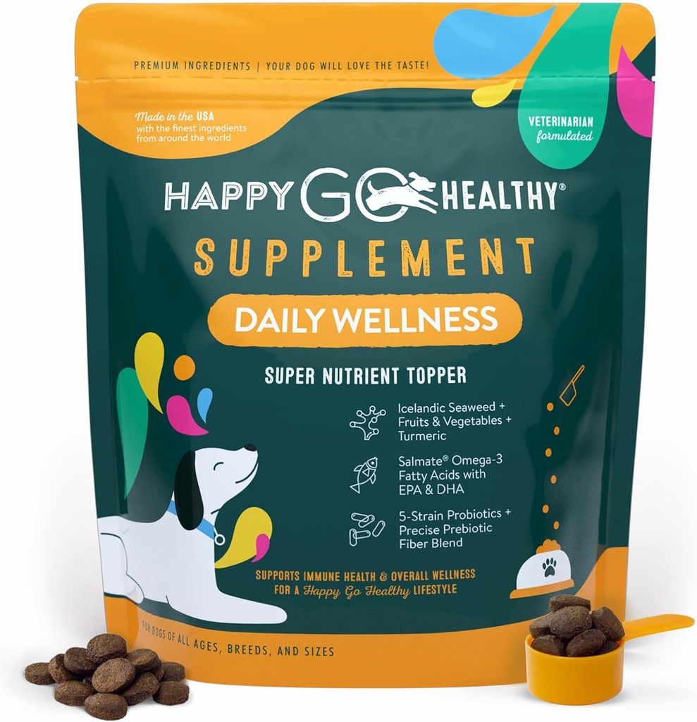 Daglige Wellness Kosttilskud til hunde er 124; Probiotiske & Prebiotiske fordele med Fish Oil & Seaweed at holde din hund Beaming Hele dagen lang