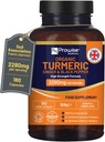 Gurkemeje 2280mg (høj styrke) med sort peber & Ginger - 180 Vegansk gurkemeje kapsler med aktiv ingredient Curcumin I UK Lavet af Provis Healthcare