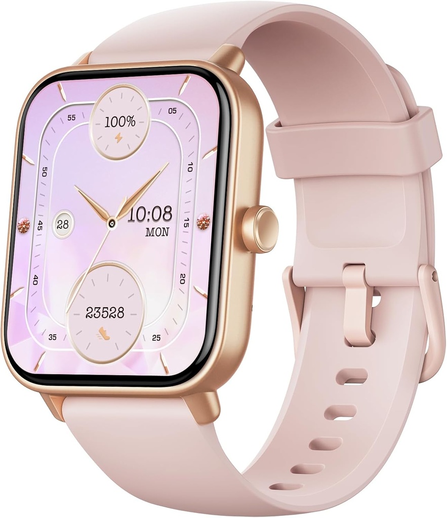 Fitpolo Smart Watch for kvinder, 1.8 "Touchscreen Fitness Tracker Bluetooth Call Alexa SpO2 Heart Rate Monitor Sleep Calorie Trin Counter Vandtæt Aktivitet Tracker og Smartwatch til Android iPhone