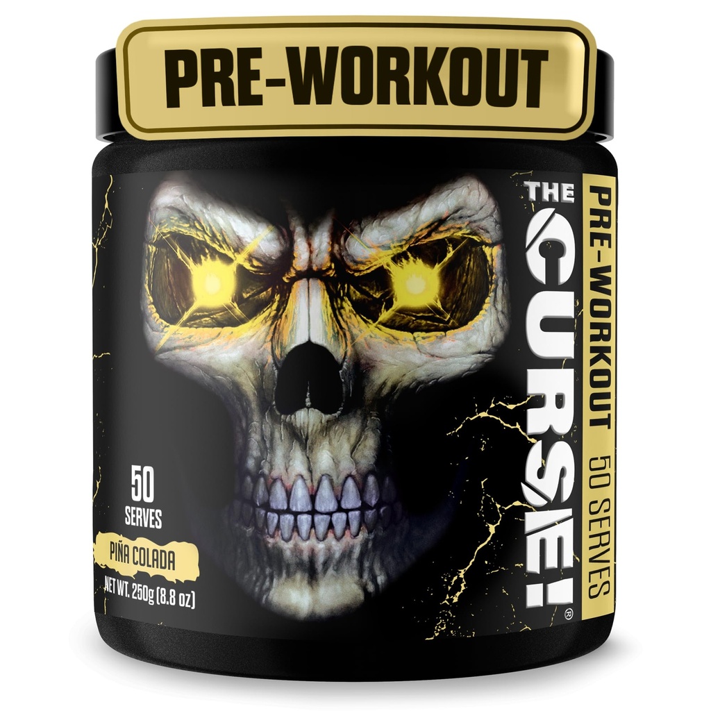 JNX SPORTER Forbandelsen! Pre Workout pulver til mænd og kvinder, Koffein, Beta- Alanine, Creatin, L- Citrullin, 50 Servere, Pina Colada Flavor - Boost energi, Styrke og fokus