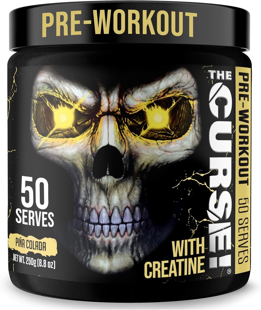 JNX SPORTER Forbandelsen! Pre Workout pulver til mænd og kvinder, Koffein, Beta- Alanine, Creatin, L- Citrullin, 50 Servere, Pina Colada Flavor - Boost energi, Styrke og fokus
