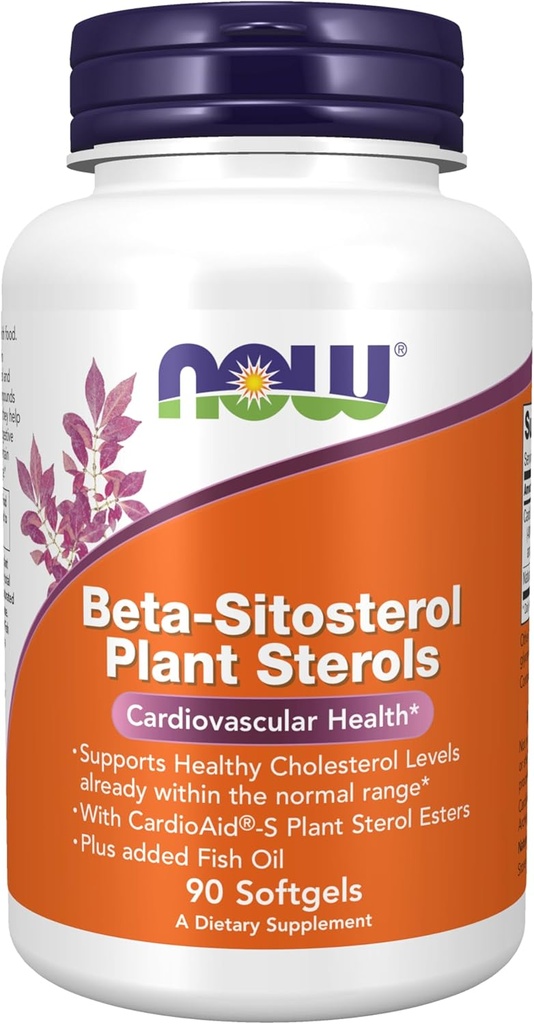 Now Foods Supplements, Beta- sitosterol Plant Steroler med cardioAid ® -S Plant Sterol Estere og Tilføjet Fish Oil, 90 Softgels