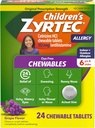 Zyrtec Children 's Dy- Free Chewables for 24 timers Allergy Relief, 10 mg Cetirizin Hydroklorid Antihistamin Tablets, Kids Allergy Medicine Relieves Nyse & Itchy Hals, Grape, 24 ct