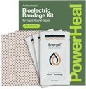 PowerHeal Bioelectric Bandage Kit til Sårpleje & Healing - Single Layer, Ingen adhesive Inkluderer Sårhydrogel, Kan skæres til Fit - for udskæringer, Abrasions, Blistere, Burns - 3-Pack, 4 "x 4"