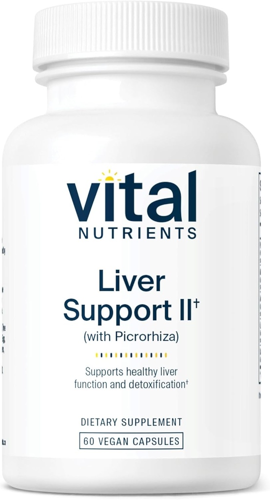 Vital Nutrients Lever Support II med Picrorhiza, Milk Thistle og Curcumin Medical 124; Vegan Supplement 124; Urteblanding til støtte sund lever funktion * Medicine og Soy Free Medicine 124; 60 Kapsler