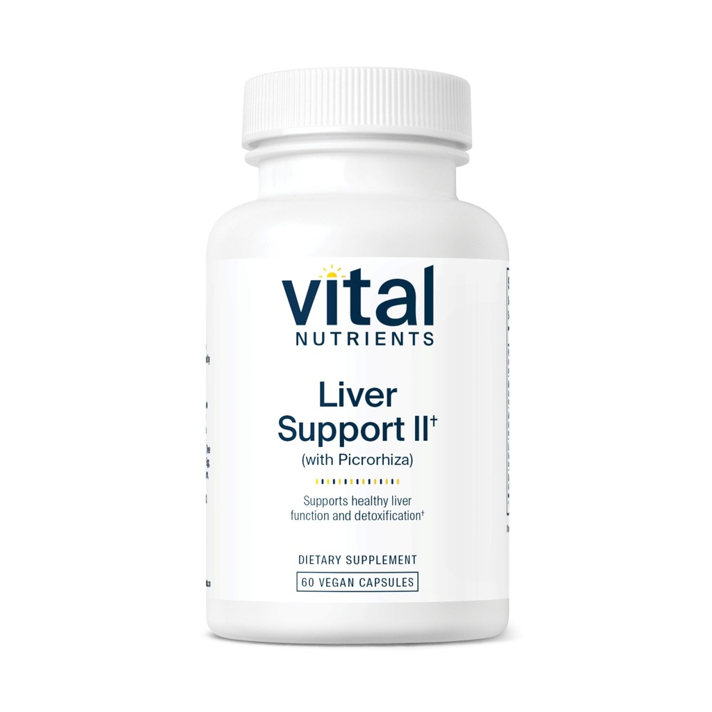 Vital Nutrients Lever Support II med Picrorhiza, Milk Thistle og Curcumin Medical 124; Vegan Supplement 124; Urteblanding til støtte sund lever funktion * Medicine og Soy Free Medicine 124; 60 Kapsler