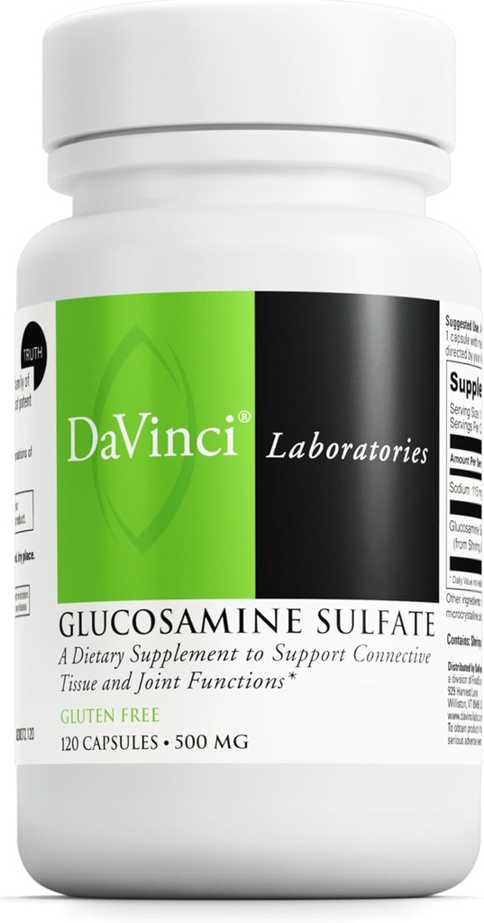 DAVINCI Labs Glucosamine Sulfate - et kosttilskud til støtte Connective Tissue og fælles funktioner - Gluten- Free - 500 mg - 120 kapsler