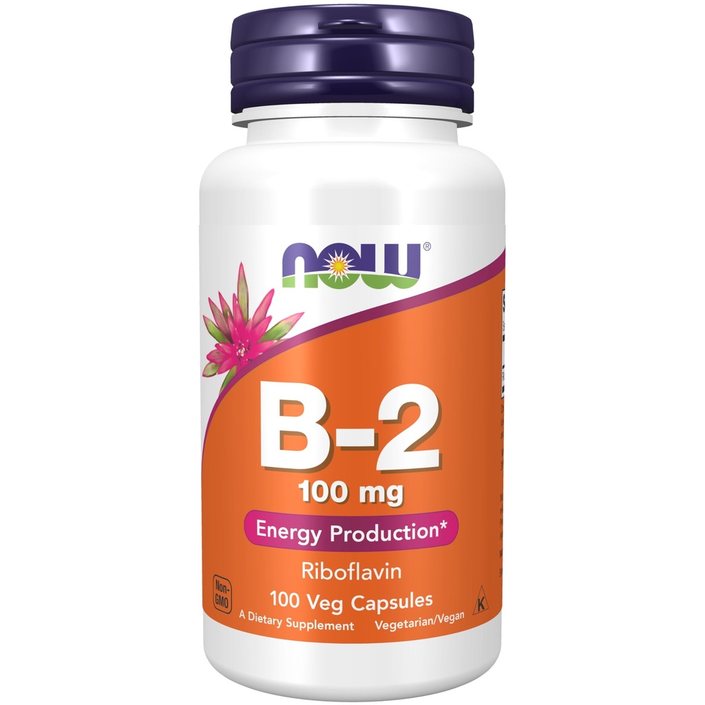 Now Foods Supplements, Vitamin B-2 (Riboflavin) 100 mg, Energiproduktion *, 100 Veg kapsler