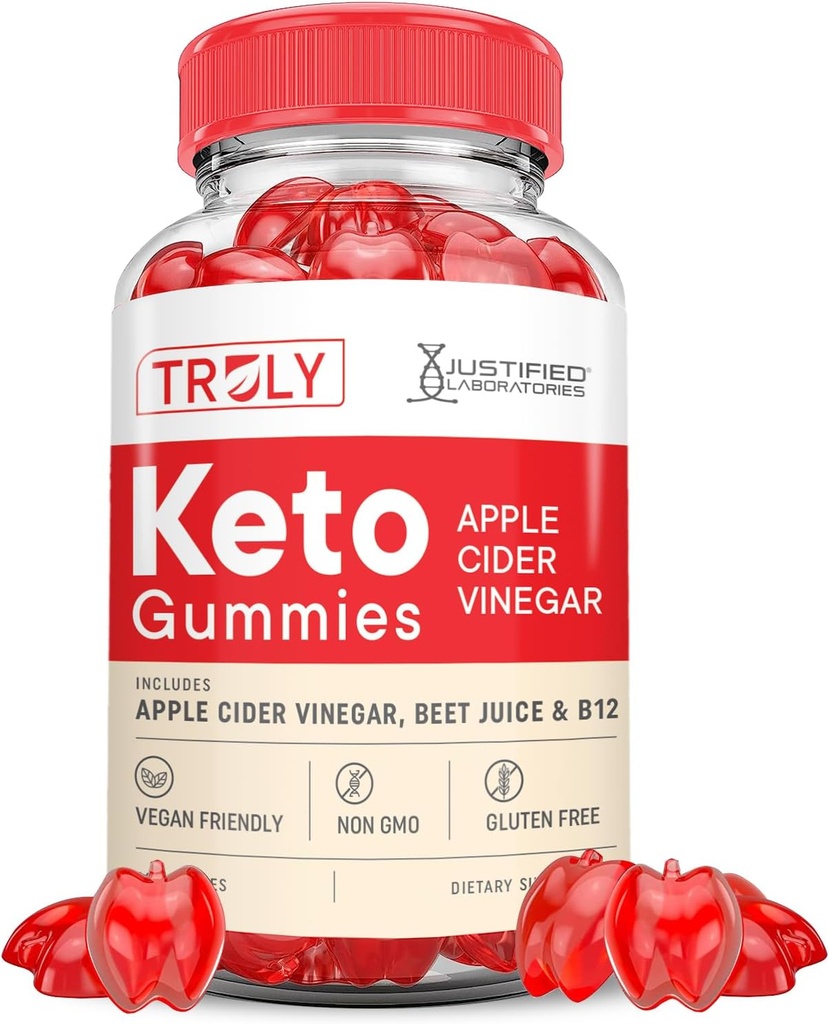 Truly Keto ACV Gummies Advanced Formel 1000MG Truly Keto Gummies Apple Cider Vincipeter Formuleret med Pomegranat Beet Juice Powder B12 Vegan Non GMO 60 Gummys