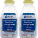 Calcium 500 mg Generisk til Tums Assorted Fruit Flavored Chewable Tablets Regelmæssig styrke Antacida for syre fordøjelsesbesvær, Heartburn, Sour Mave 150 Chewable Tablets per flaske pakning med 2