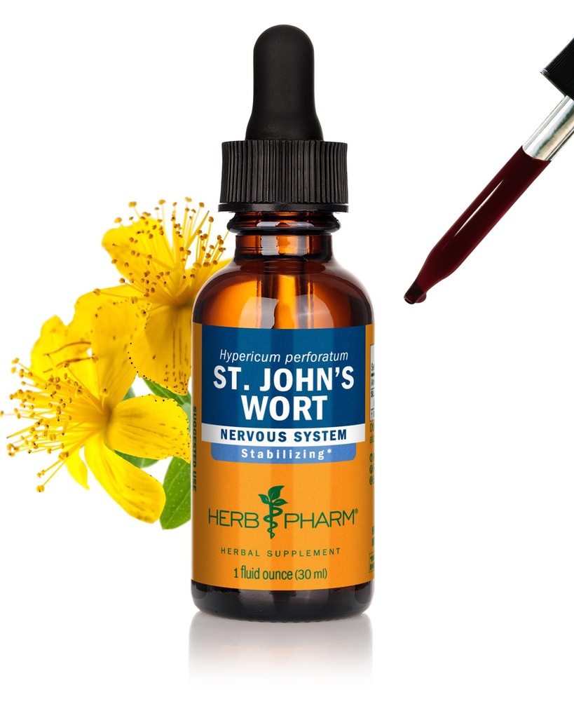 Herb Pharm St. John 's Wort Liquid Extract for Positive Mood and Emotional Balance, Cane Alkohol, 1 Ounce