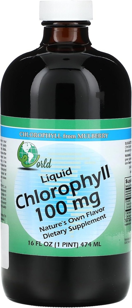 WORLD ORGANIC Liquid Chlorophyll 100mg Mullberry, 0, 02 Pund