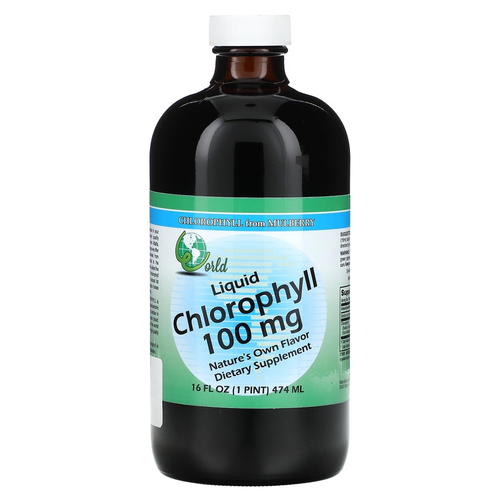 WORLD ORGANIC Liquid Chlorophyll 100mg Mullberry, 0, 02 Pund