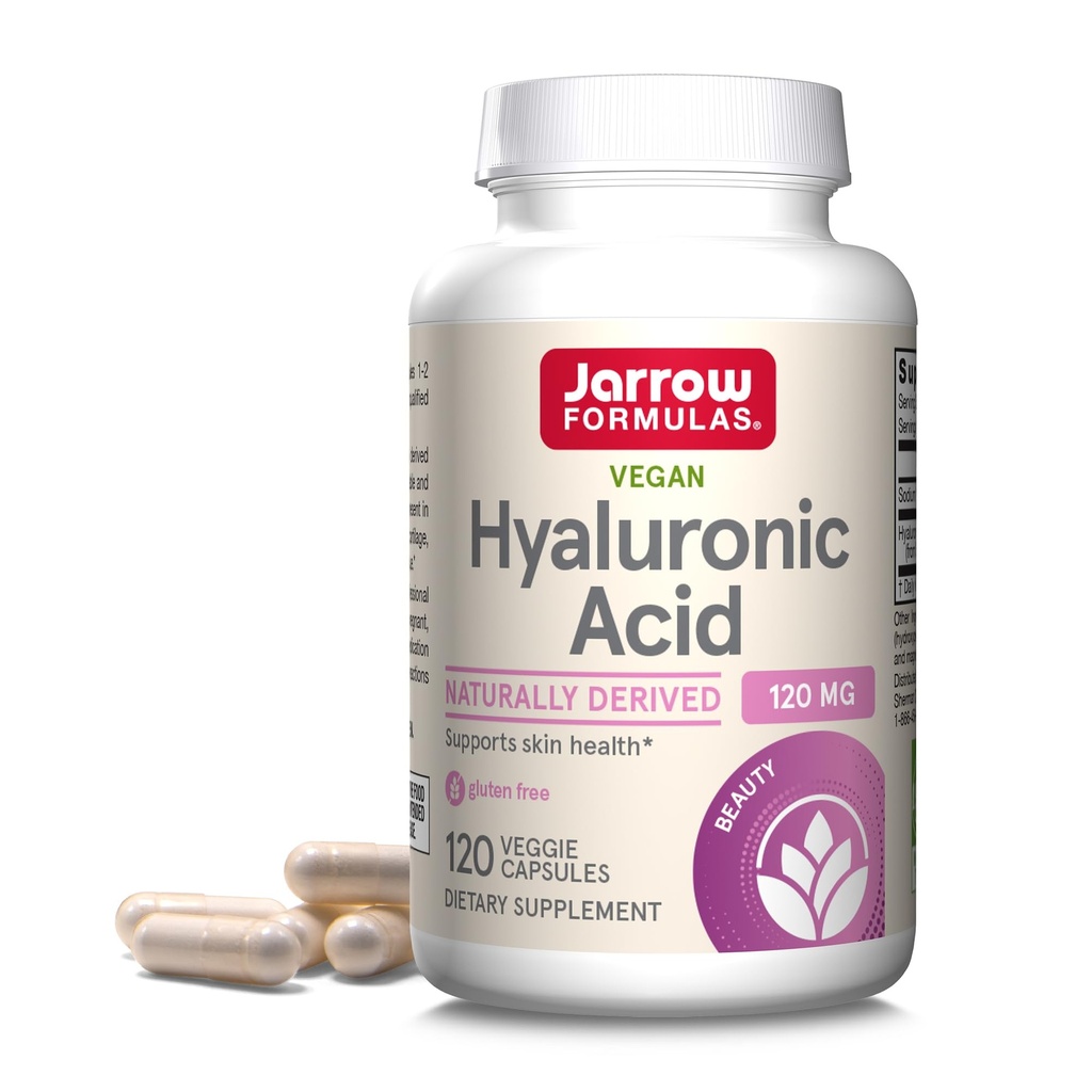 Jarrow Formulas ® Hyaluronsyre 120 mg, Kosttilskud, Skin Health Support, 120 Veggie Kapsler, Op til 60 dages forsyning