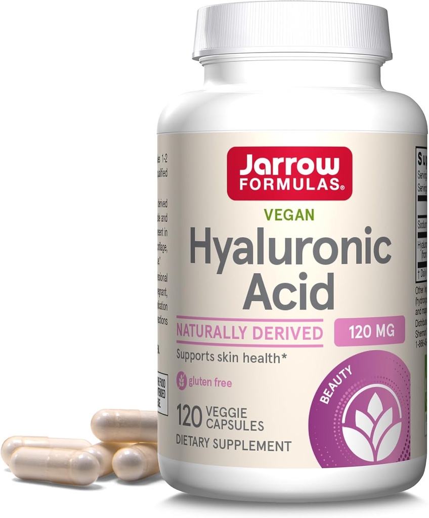 Jarrow Formulas ® Hyaluronsyre 120 mg, Kosttilskud, Skin Health Support, 120 Veggie Kapsler, Op til 60 dages forsyning