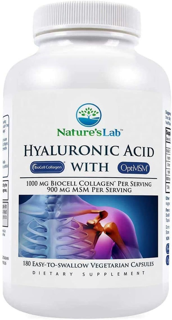 Nature 's Lab Hyaluronsyre med BioCell Collagen, 180 vegetariske kapsler