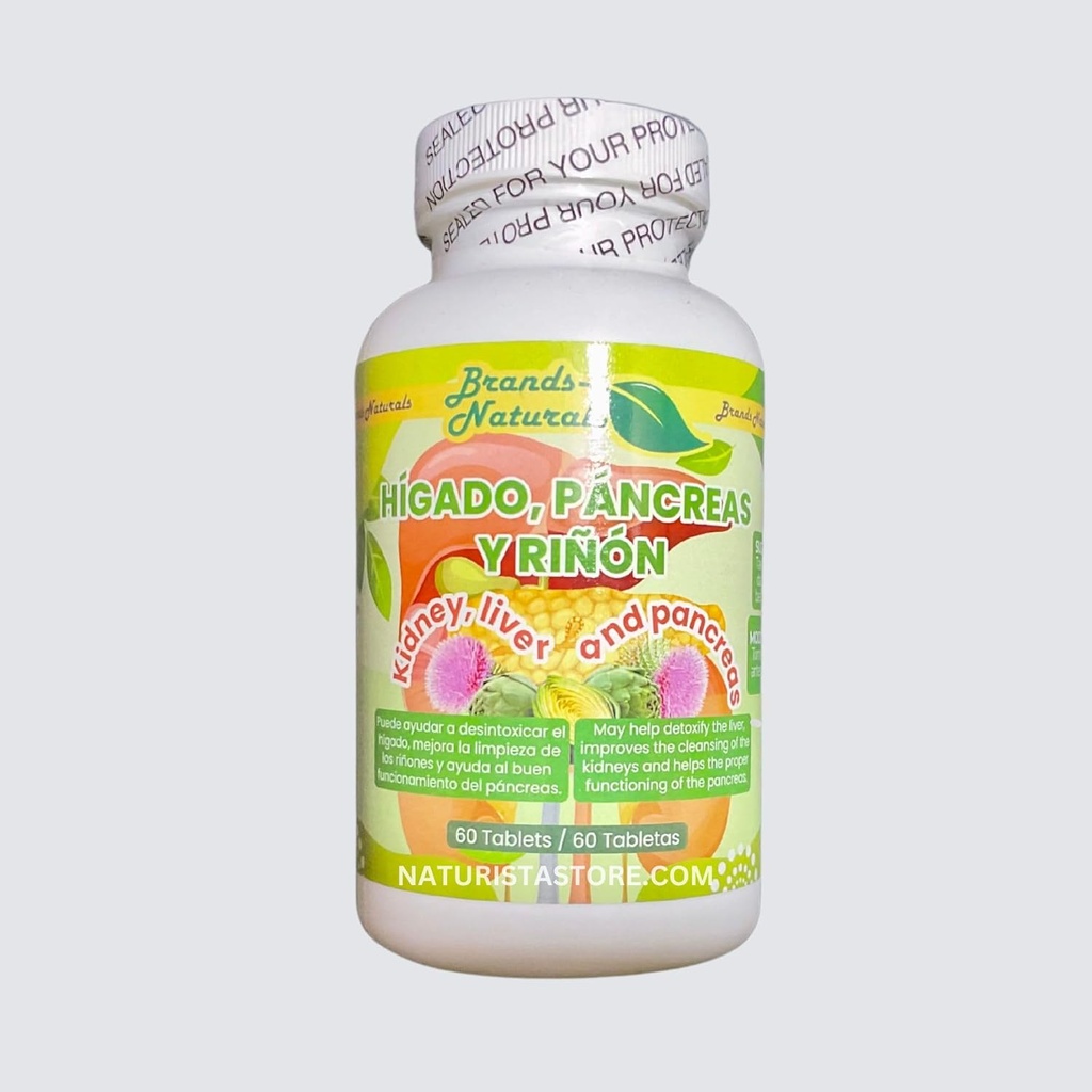 Generisk Brands Naturals Nyre Lever & Pancreas (Higado Pancreas Y Rinones) 60 Tabs