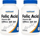 Nutricost folinsyre (vitamin B9) 1000 mcg, 240 kapsler (2 flasker)