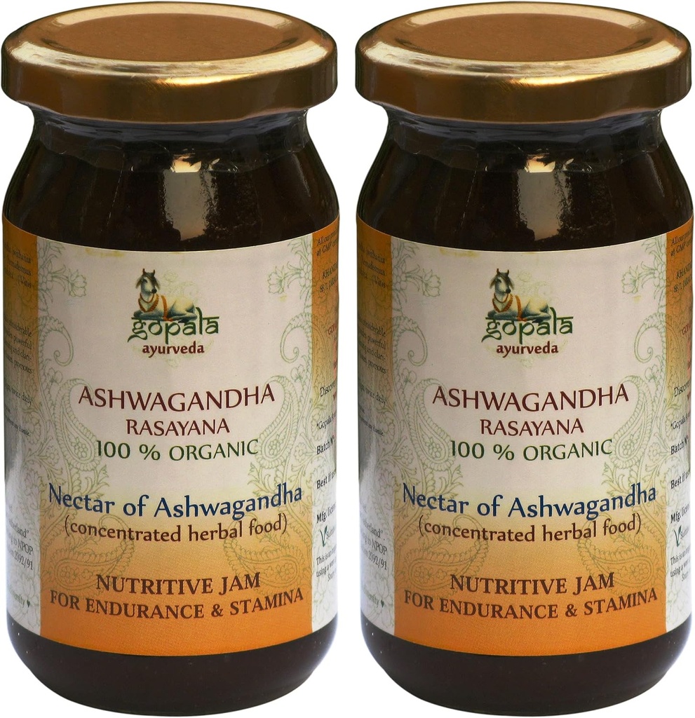 Gopala Ayurveda Ashwagandha Rasayana 250g - Ayurvedic Herbal Jam Made with 100% USDA Certified Organic Herbs (Pack of 2)