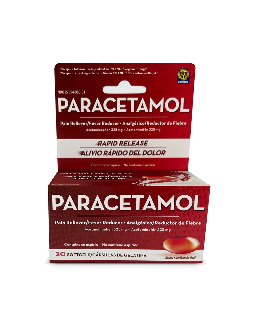 Acetaminophen 325mg 20 Softgel til smertelindring, flydende fyldte kapsler til hurtig frigivelse af smerte, hurtig smertelindring for voksne ekstra styrke, Feber Reducer