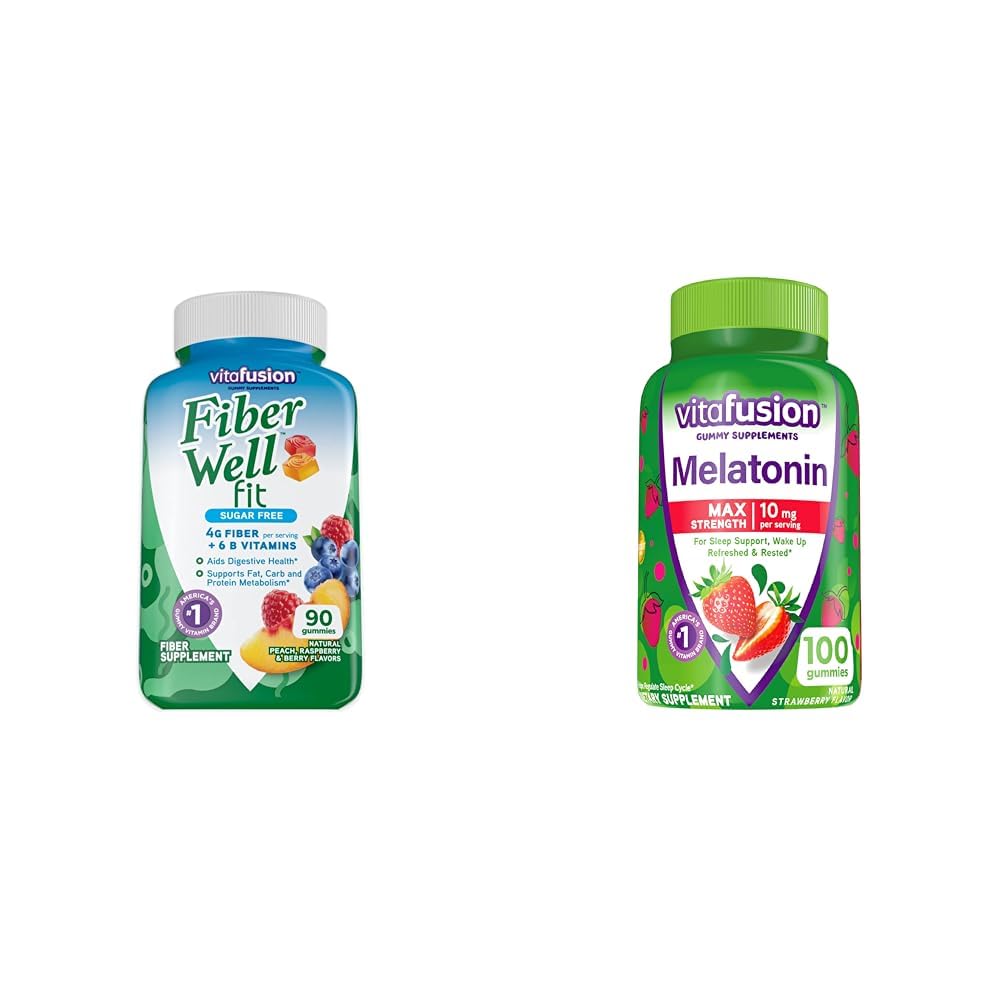 Viafusion Fiber Well Fit Gummies 90 Grev og Max Strength Melatonin Gummies 100 Greve