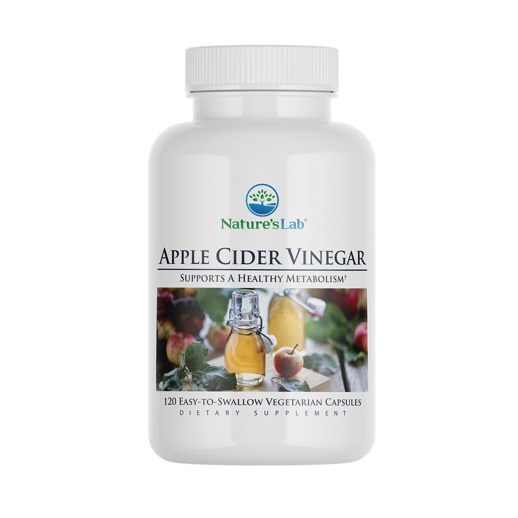 Nature 's Lab Apple Cider Vinagre 1200mg med krom - 120 kapsler (60 dages forsyning)