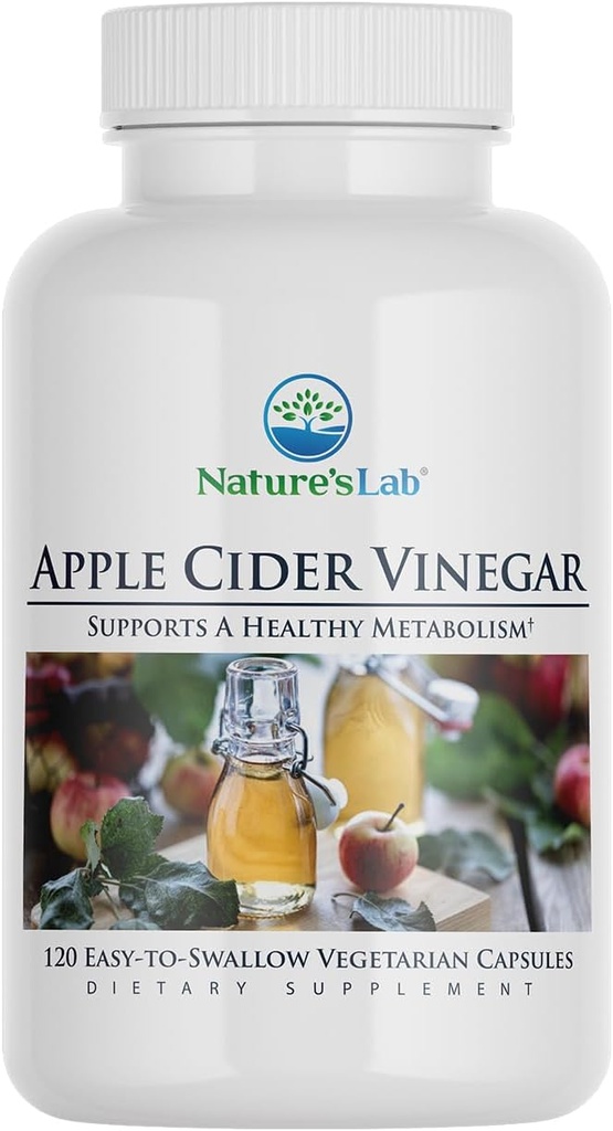 Nature's Lab Apple Cider Vinegar 1200mg with Chromium - 120 Capsules (60 Day Supply)