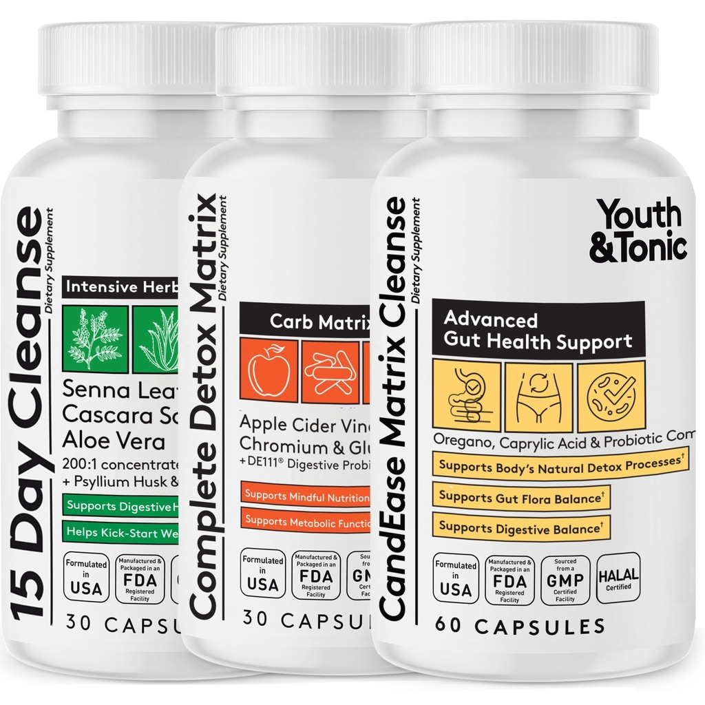 CandEase Matrix Pills & Colon Cleanser & Complete Detox Matrix Fast Kit Bundle 3 stk.