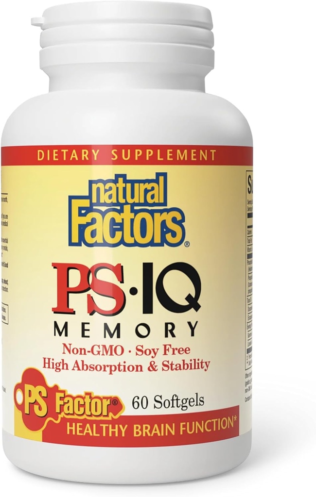 Naturlige faktorer - PS- IQ hukommelse 25mg, understøtter sund hjerne funktion, 60 bløde geler