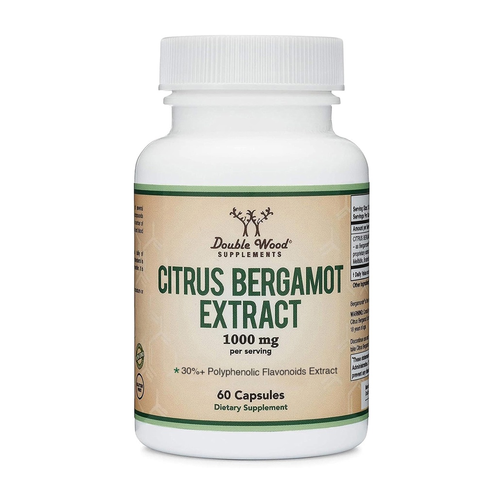 Citrus Bergamot Supplement, 1000mg, 60 Kapsler - Understøtter sund Cholesterol & triglyceride Niveauer - 1.000mg Servering (Bergamonte Standardization) af Double Wood