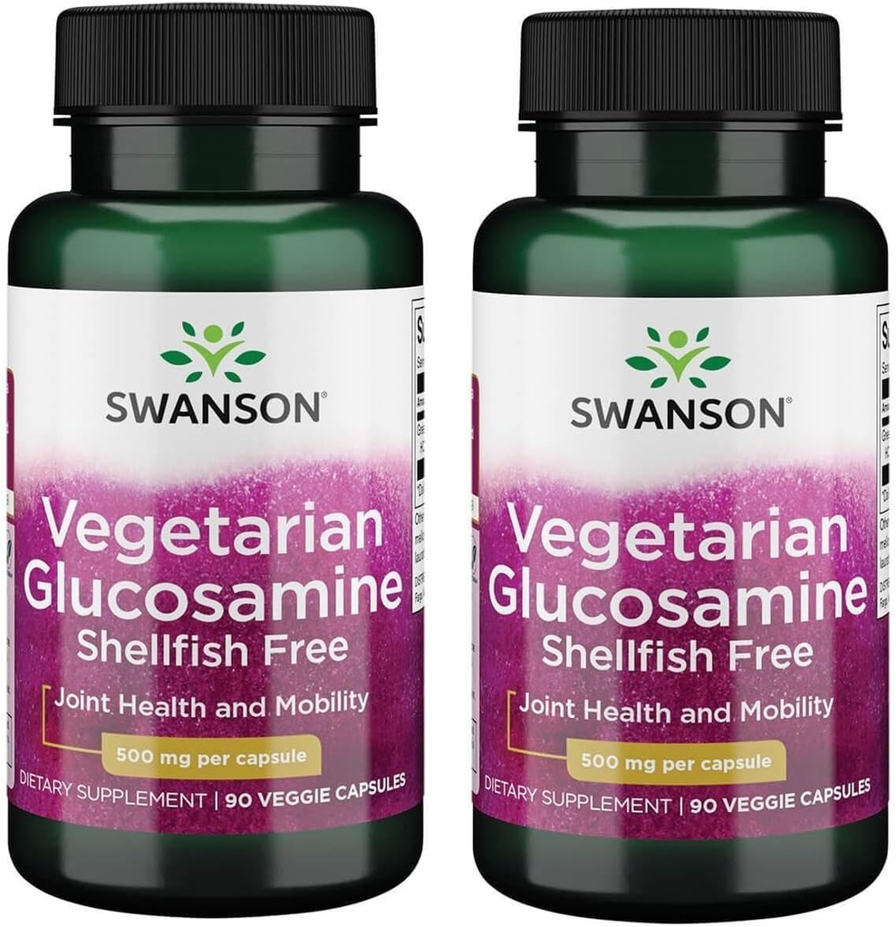 Swanson Vegetarian Glucosamine - Shellfish Free 500 Milligrams 90 Veg Capsules (2 Pack)